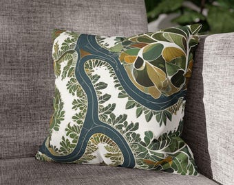 Botanical Pillow Cover: Faux Suede Nature-Inspired Home Decor