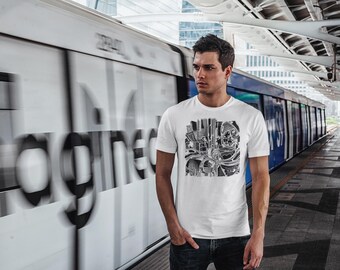Urban Jazz T-Shirt: Abstract Cityscape Graphic Tee, Architect Gift