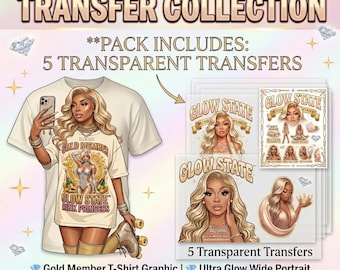 Glow State™ PNG Bundle | Luxury Coquette Gold Glam Designs for Shirts, Tumblers & DTF Transfers