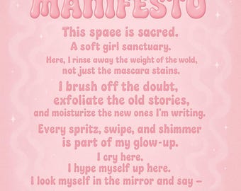 Blush Bathroom Manifesto Print, Self-Care Declaration