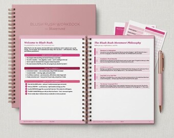 Blush Rush Movement Tracker Workbook, Daily Workout Log, Confidence Journal (PDF)