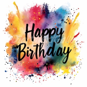 Clipart di parole di buon compleanno colorate in formato PNG trasparente per la progettazione di carta, la creazione di biglietti, scrapbooking, artigianato digitale.