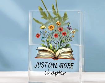 Jarrón de libros de acrílico personalizado, jarrón de libros con flores, regalo para amantes de los libros, gracias por ayudarme a crecer, regalo de agradecimiento para maestros, gracias
