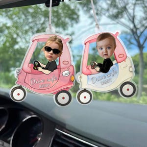 父の日ギフト、お父さんのためのカスタム車の写真オーナメント、安全運転のお父さんの車用ハンガー、車の装飾、お父さんへのギフト、安全運転のオーナメント、お父さんへのギフト