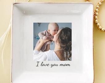 Personalized Photo Jewelry Dish, Mother's Day Gift, Ceramic Trinket Dish