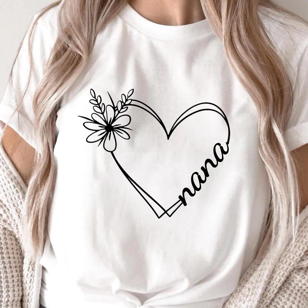 Custom Text Heart Line Shirt, Personalized Grandma Mom Gift - Etsy