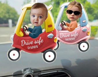 Custom Photo Car Ornament, Drive Safe Daddy Gift