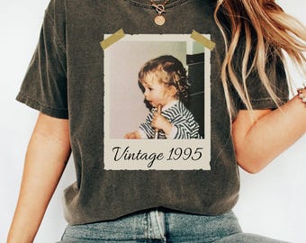 Kundenspezifisches Vintage Foto-Geburtstags-Hemd, personalisiertes Geschenk aus 100% Baumwolle