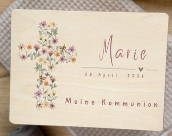 personalisiertes Kommunionsgeschenk, Holzbox für Mädchen und Jungen, Erinnerungsbox erst Kommunion, Geschenk Kommunion, Kommunionsgeschenk