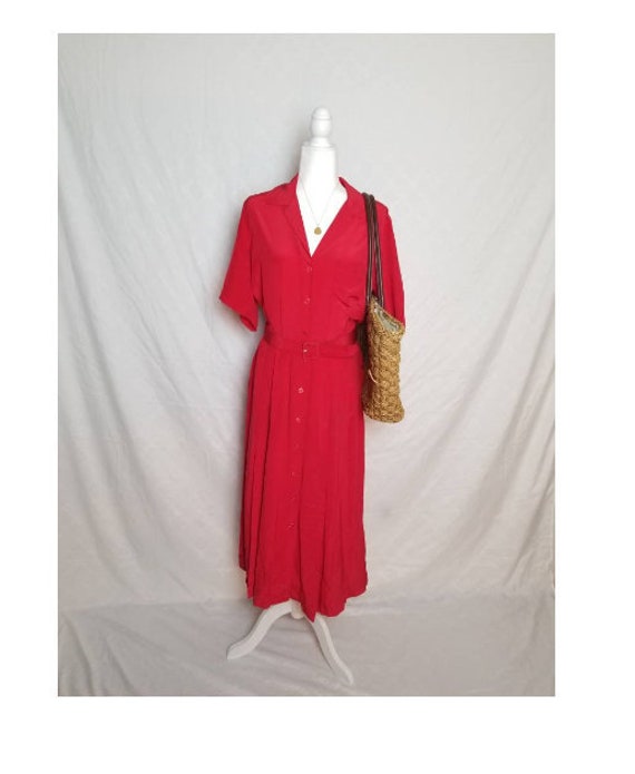 Strawberry wine red picnic dress vintage red silk