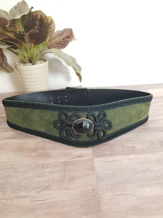 Vintage suede belt green belt womens belt suede green belt Etsy