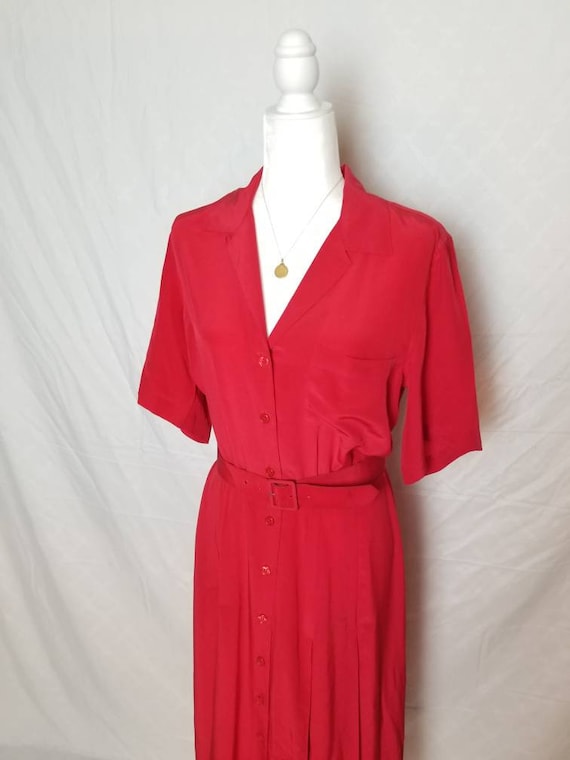 Strawberry wine red picnic dress vintage red silk