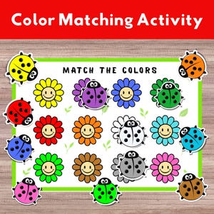 Jogo de combinação de cores para crianças | Imprimível educacional Montessori | Download em PDF para pré-escola, páginas de livros silenciosos, jogo de classificação por cores, livro de atividades