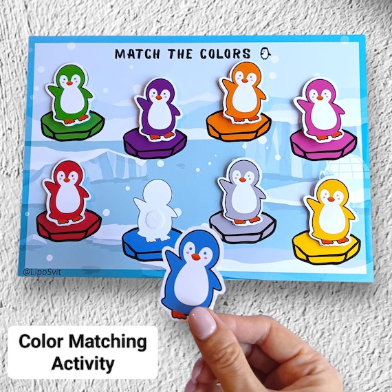 Penguin Color Matching Game: Preschool Printable Activity (PDF Download)