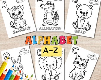 Animal Alphabet Coloring Book | Printable ABC Worksheets (PDF)