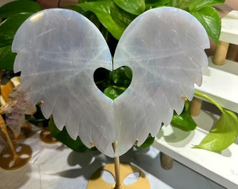 10" Blue Rose Crystal Heart,Big Crystal Heart Carving,Crystal Healing,Crystal Heart，Home Decor,Crystal Gifts+free Stand