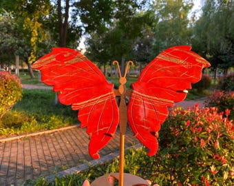 10" Red Jasper Butterfly Wing,Big Crystal Wings Carving,Crystal Healing,Crystal Butterfly，Home Decor,Crystal Gifts+free Stand