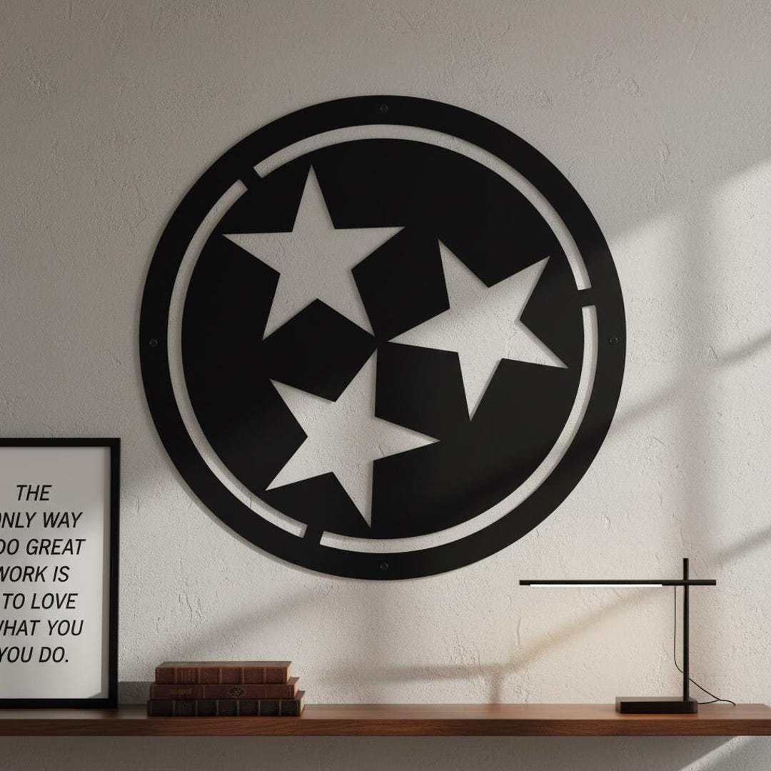Random Tri Star Tennessee Tri Star Wall Art,metal Tri Star Decor,round Tri Star Wall ...