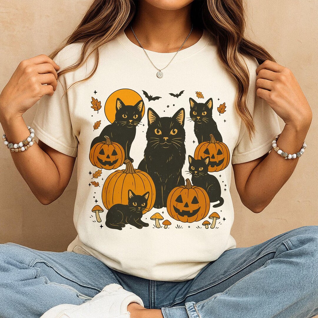 Black Cat Pumpkin PNG – Ghost Cat Halloween Clipart | Retro Gothic Fall ...