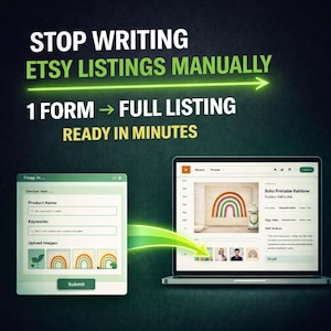 Etsy Listing Automation Blueprint, AI Bulk Upload Tool (Digital Seller System)
