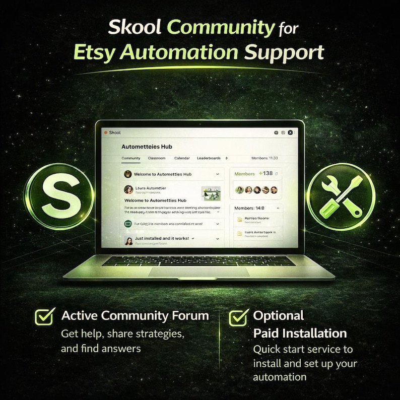 Etsy digital product delivery with automatic customer PDF download and professional file presentation. Step by step Etsy automation setup tutorials and walkthrough videos for listing automation system