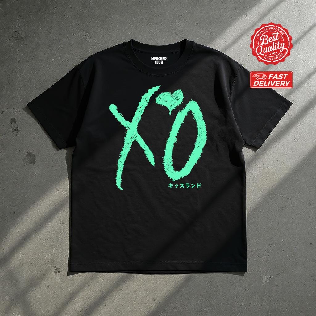 The Weeknd XO Logo Kiss Land Relaxed Fit T Shirt | XO Graphic Tee | 100 Cotton Music Merch Concert Fan Apparel Starboy Trilogy