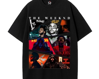 The Weeknd Concert Album Cover Relaxed Fit T Shirt | XO Music Merch Graphic Tee | Trilogy Starboy After Hours Fan Apparel