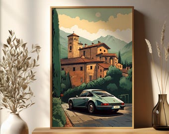 Vintage Porsche 911 Print: Retro Sports Car Wall Art (Digital Download)