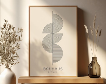 Abstract Wall Art, Bauhaus Inspired Printable, Minimalist Digital Print for Modern Home Decor, Instant Download, Geometric Wall Art Print