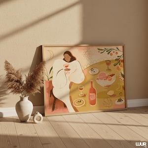 Może przedstawiać: Biały ceramiczny kubek z czarnym uchwytem i napisem "But First, Coffee" pogrubioną, czarną czcionką. Kubek jest ustawiony na rozmytym tle. Kubek ma około 10 cm wysokości.