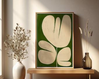 Arte de parede floral verde-sálvia: pôster de flores abstratas (download digital)