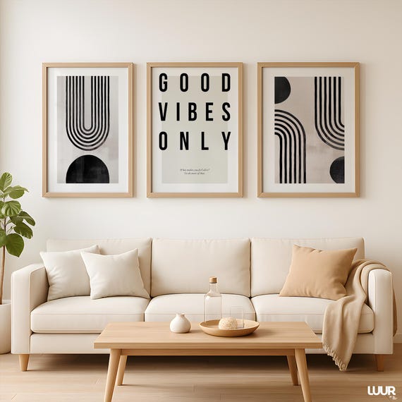 Set of 3 Prints, Modern Minimal Wall Art Set, Abstract Black & Beige Printable Decor, Scandinavian Neutral Home Print Bundle, Digital Art