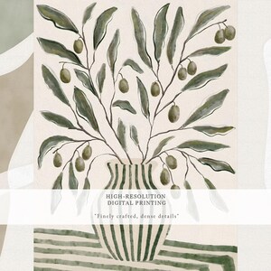 Boho Wall Art Set of 3, Green Gallery Wall Art Prints, Minimal Botanical Abstract Posters, Modern Neutral Home Decor, Olive Green Wall Art