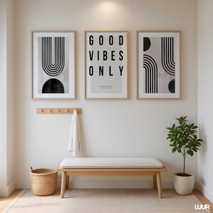 Minimalist abstract set of 3 printable posters with bold black lines, circular shapes, and a clean typography print. Ideal for neutral, modern, and Japandi-style home decor. These high-resolution digital downloads instantly refresh living rooms, bedrooms, hallways, and workspaces with a stylish, balanced look.
