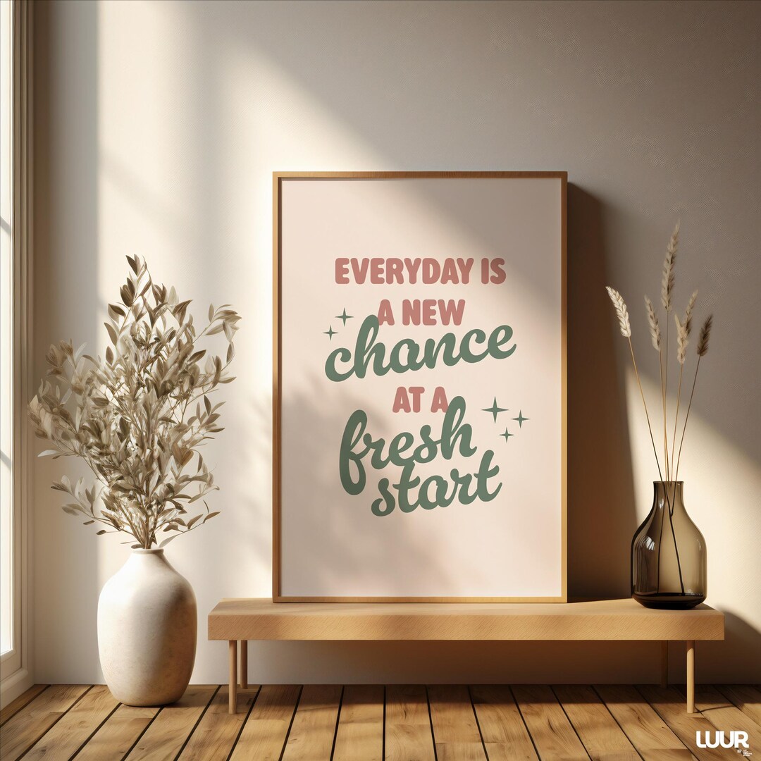 Motivational Wall Art, Everyday is A New Chance Quote, Positive Quote ...
