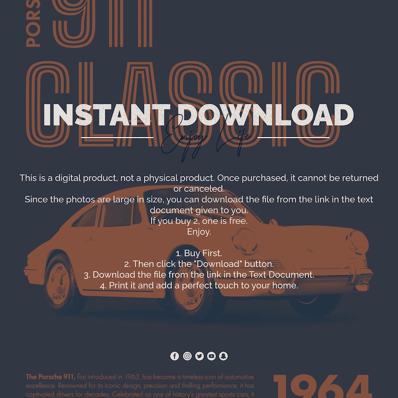 Porsche Wall Art, Classic 911 Print, Retro Car Poster, Vintage Sports Car Artwork, Minimal Red Automotive Decor, Digital Download
