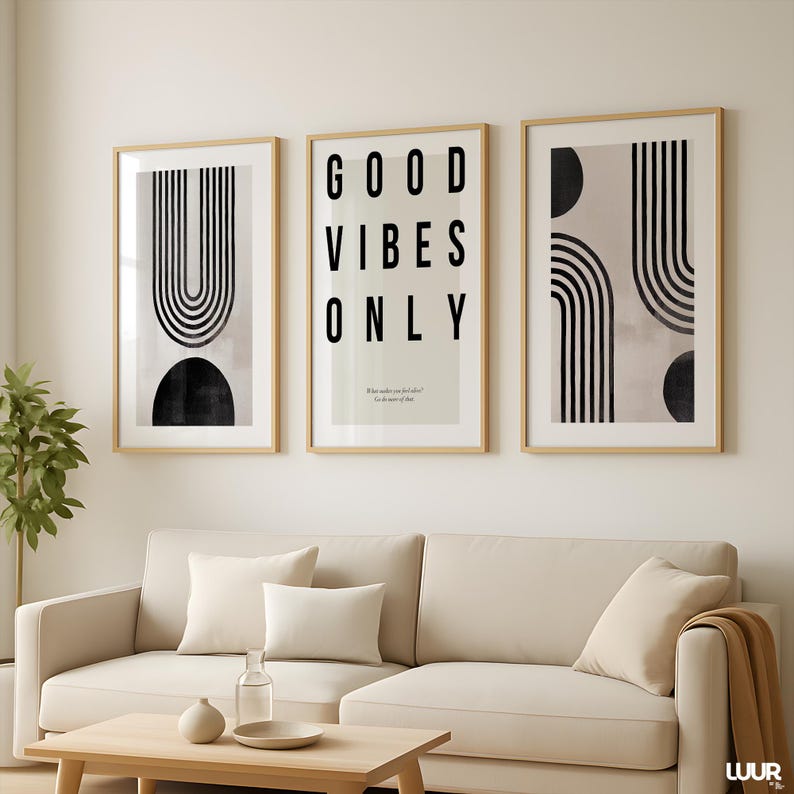 A contemporary set of 3 prints featuring abstract line art and a strong motivational quote, designed to elevate Scandinavian and modern interiors. These printable artworks offer a cohesive look with their neutral palette and geometric flow. Perfect for gallery walls in homes, offices, creative studios, or cozy reading spaces.