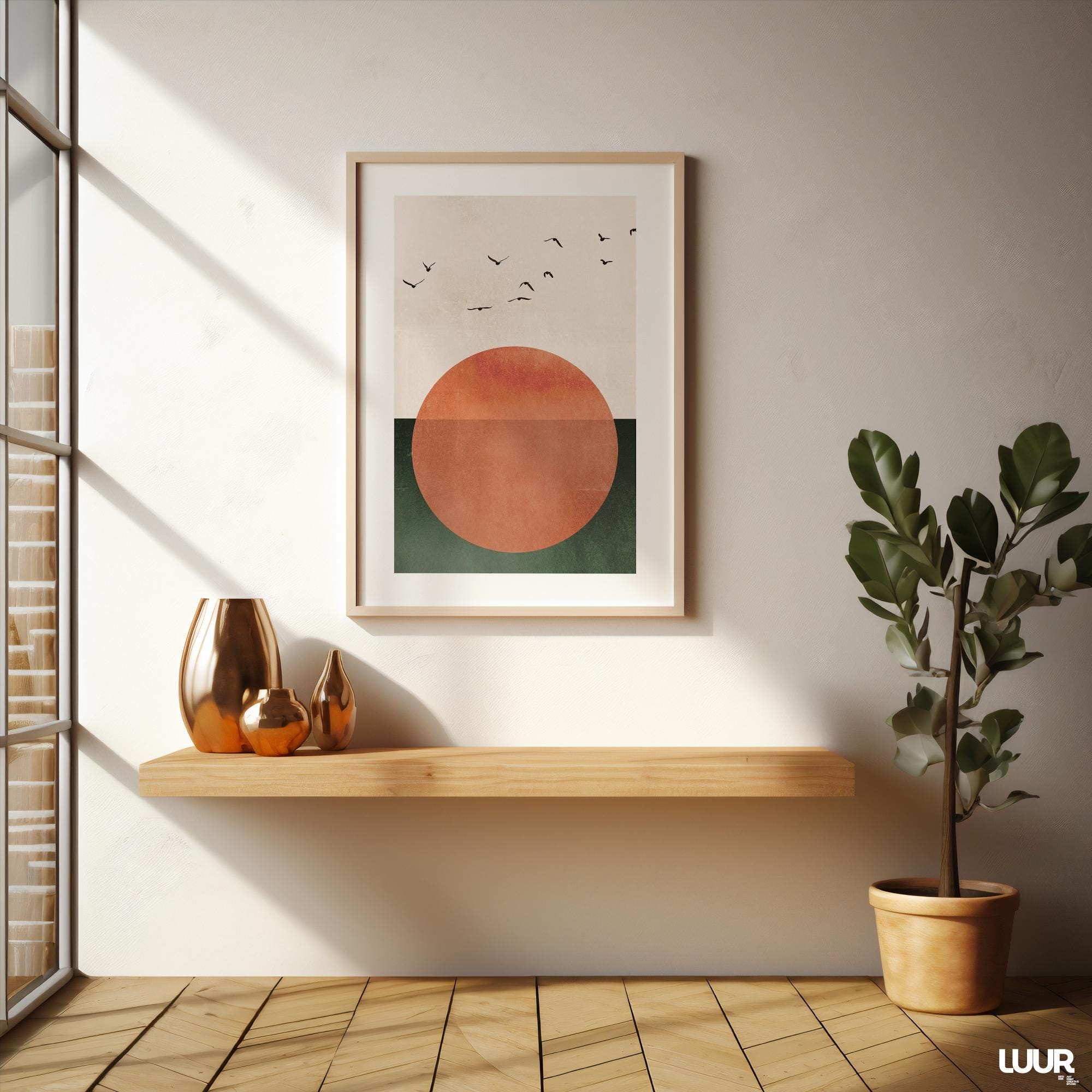 Mid Century Modern Wall Art, Minimalist Sunset Print, Geometric ...