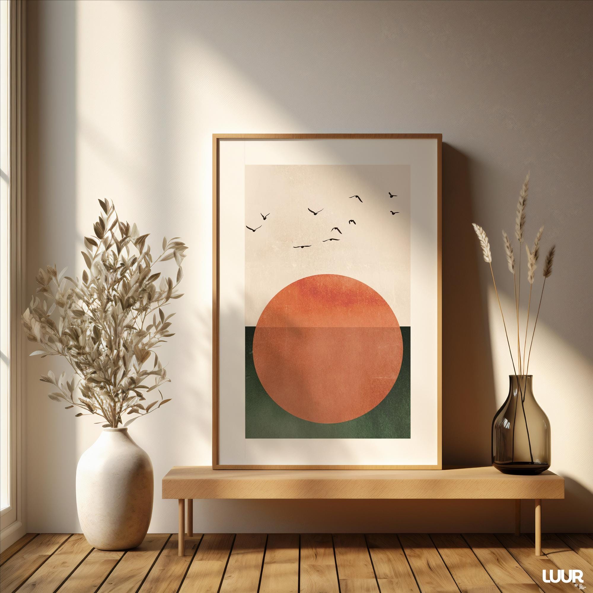 Mid Century Modern Wall Art, Minimalist Sunset Print, Geometric ...