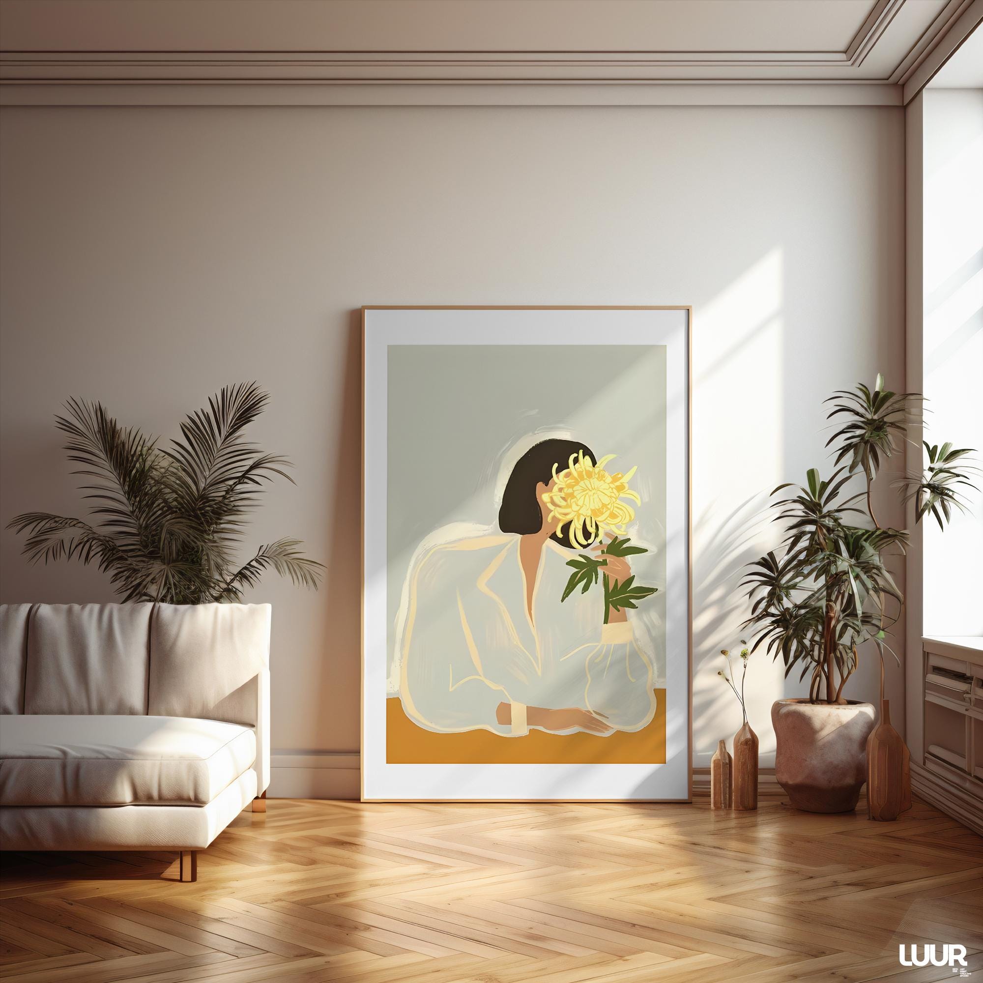 Abstract Wall Art Printable, Modern Portrait of Woman With Flower ...