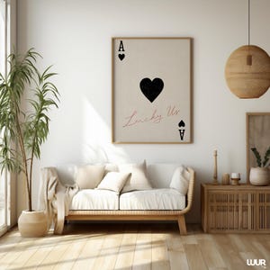 Valentines Day Wall Art Printable, Modern Playing Card Design with 'Lucky Us' Text, Romantic Digital Print Decor, Digital Print, Home Decor