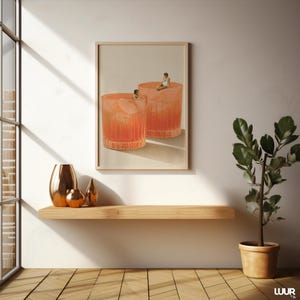 Surreal Cocktail Wall Art, Aperol Spritz Poster, Vintage Summer Print, Retro Pool Scene, Minimal Beach Art, Printable Wall Art, Digital Download