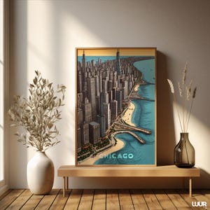 Chicago Wall Art, Lake Digital Druck, Stadt Skyline Wand Kunst für Wohnkultur, hochauflösende Instant Download Poster, Zustand Wandkunst