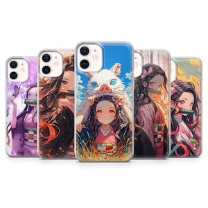 Demon Slayer Phone Case Manga Nezuko Cover for iPhone 16Plus, 15, 14, 13, 12, Samsung S25+, S24, S23Fe, S22, A16, A55, A25, Pixel 9, 8A