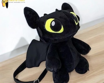Toothless Dragon Plush Backpack – Cute Cosplay Shoulder Bag – Kawaii Plush Cartoon Bag – HTTYD Inspired Dragon Purse – Night Fury Backpack
