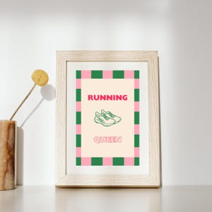 Poster da parete stampabile Running Queen / Poster digitale audace / Decorazione astratta motivazionale per corridori / Download immediato in PDF