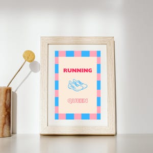Poster da parete stampabile Running Queen / Poster digitale audace / Decorazione astratta motivazionale per corridori / Download immediato in PDF