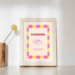 Poster da parete stampabile Running Queen / Poster digitale audace / Decorazione astratta motivazionale per corridori / Download immediato in PDF
