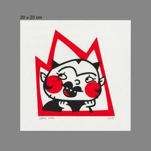 Kleiner Teufel, handgemachter Siebdruck, limitierte Auflage von 13 Stück, im Format 20 x 20 cm