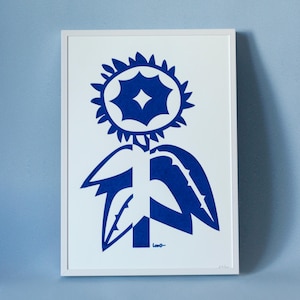 Original screen print &quot;Blue sunflower&quot;, limited edition of 40, A4.